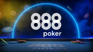 Das Bild zeigt das Logo von 888poker, bestehend aus den Zahlen "888" in einem modernen Stil.