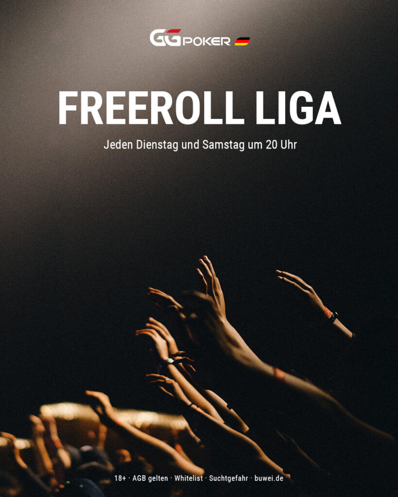 Ein Social-Media-Post für die Freeroll-Liga auf Instagram mit einem stilvollen Design in den Farben Blau und Weiß. Das Bild zeigt das Logo der Liga und wichtige Informationen in ansprechender Schrift.