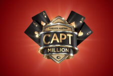 Ein Bild des Logos des "CAPT Millionen" Pokerturniers, das aus stilisierten Spielkarten und Pokerchips besteht.