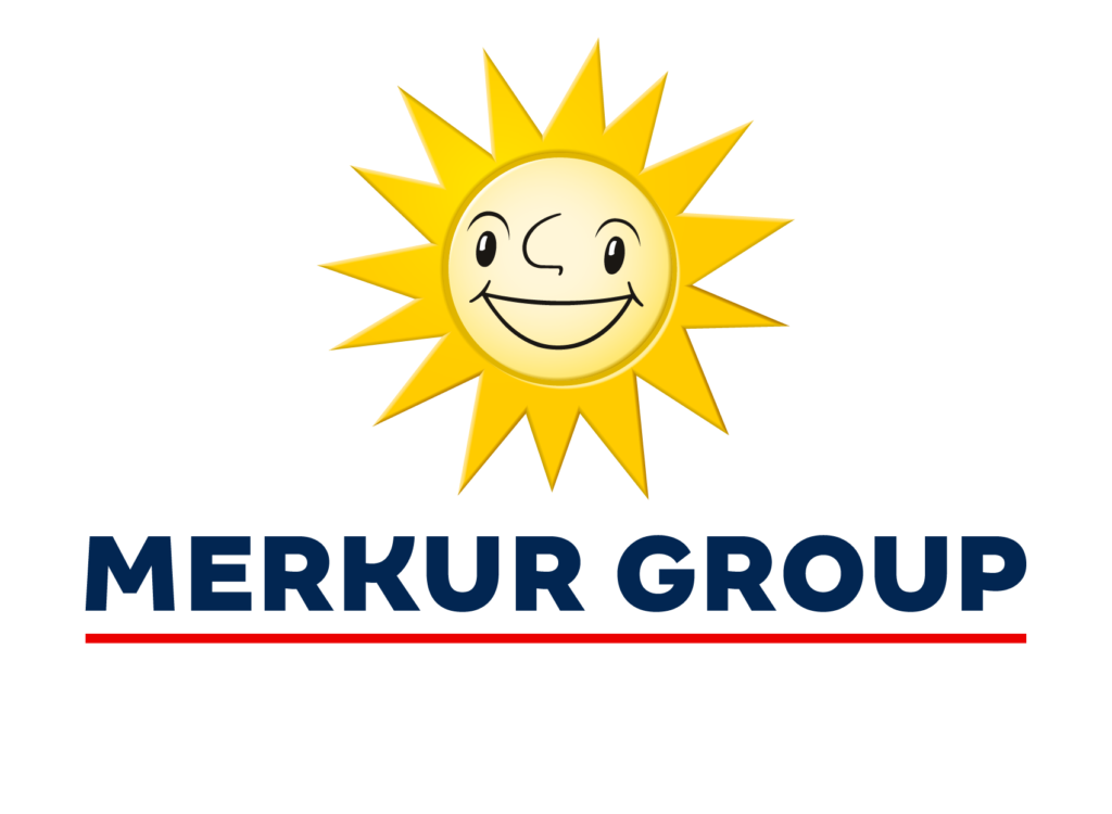 Ein stilisiertes Logo der MERKUR Group mit einem stilisierten M im Zentrum, umgeben von einem Kreis aus Linien und einem stilisierten Pfeil.