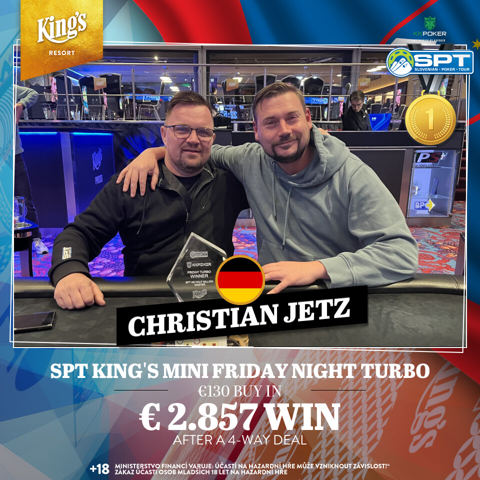 Ein Mann und eine Frau sitzen an einem Pokertisch, konzentriert auf ihre Karten und Chips. Der Mann hat eine Sonnenbrille auf und die Frau trägt eine Glücksbringer-Halskette. Die