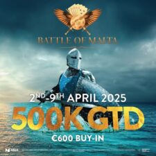 Ein Logo für die Battle of Malta im April 2025 mit stilisierten Schwertern und Schriftzug.