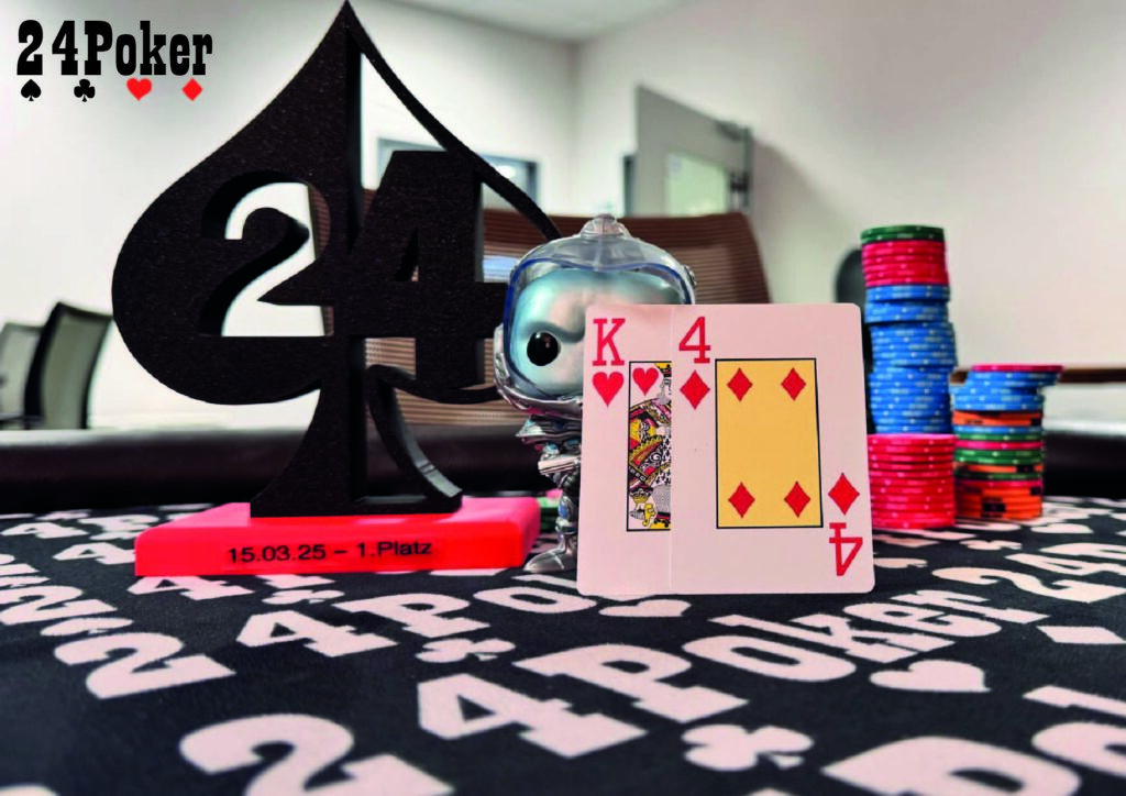 Ein Gruppenfoto von Pokerspielern, die jubeln und ihre Gewinne feiern.