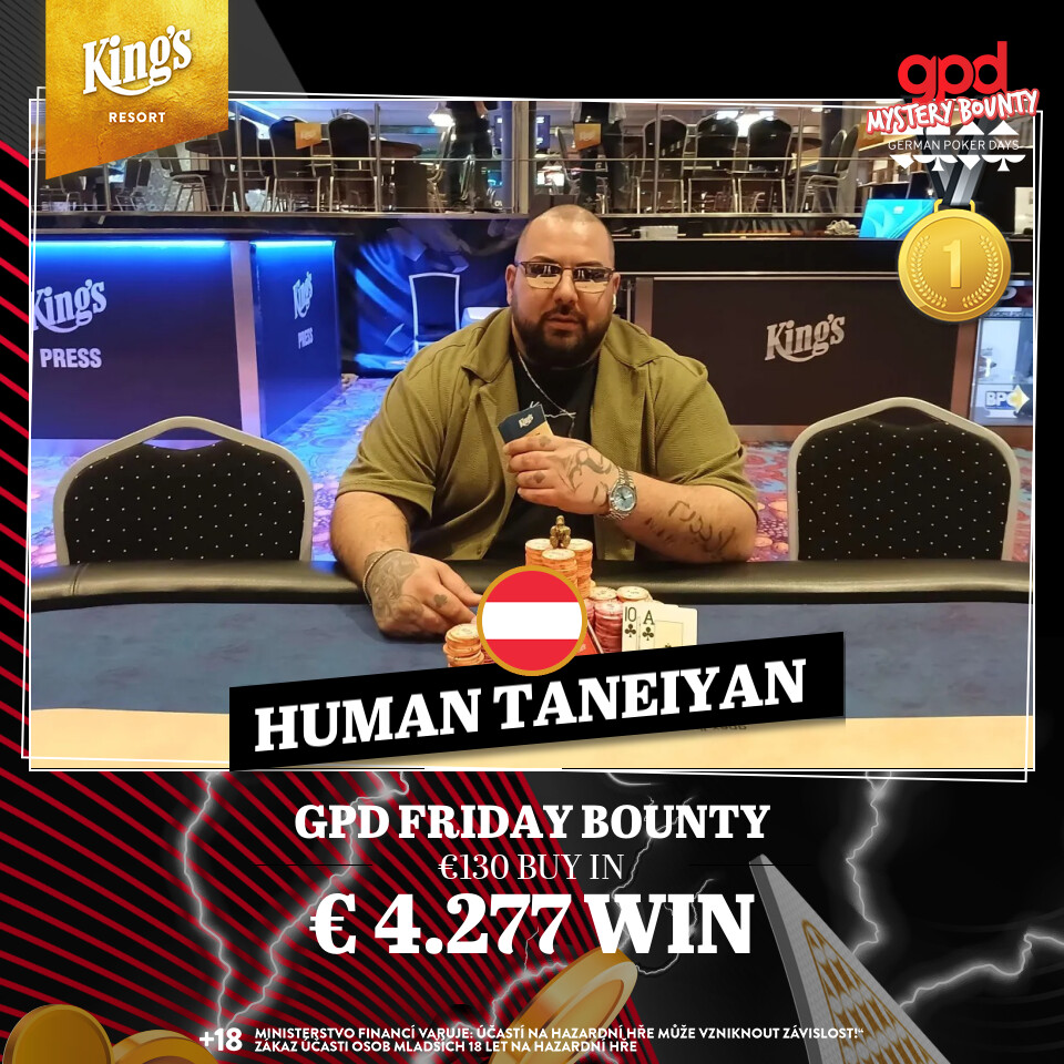Ein farbenfrohes und lebendiges Bild eines Pokerspieltisches mit Spielkarten, Pokerchips und Getränken, umgeben von einer aufgeregten Menschenmenge.