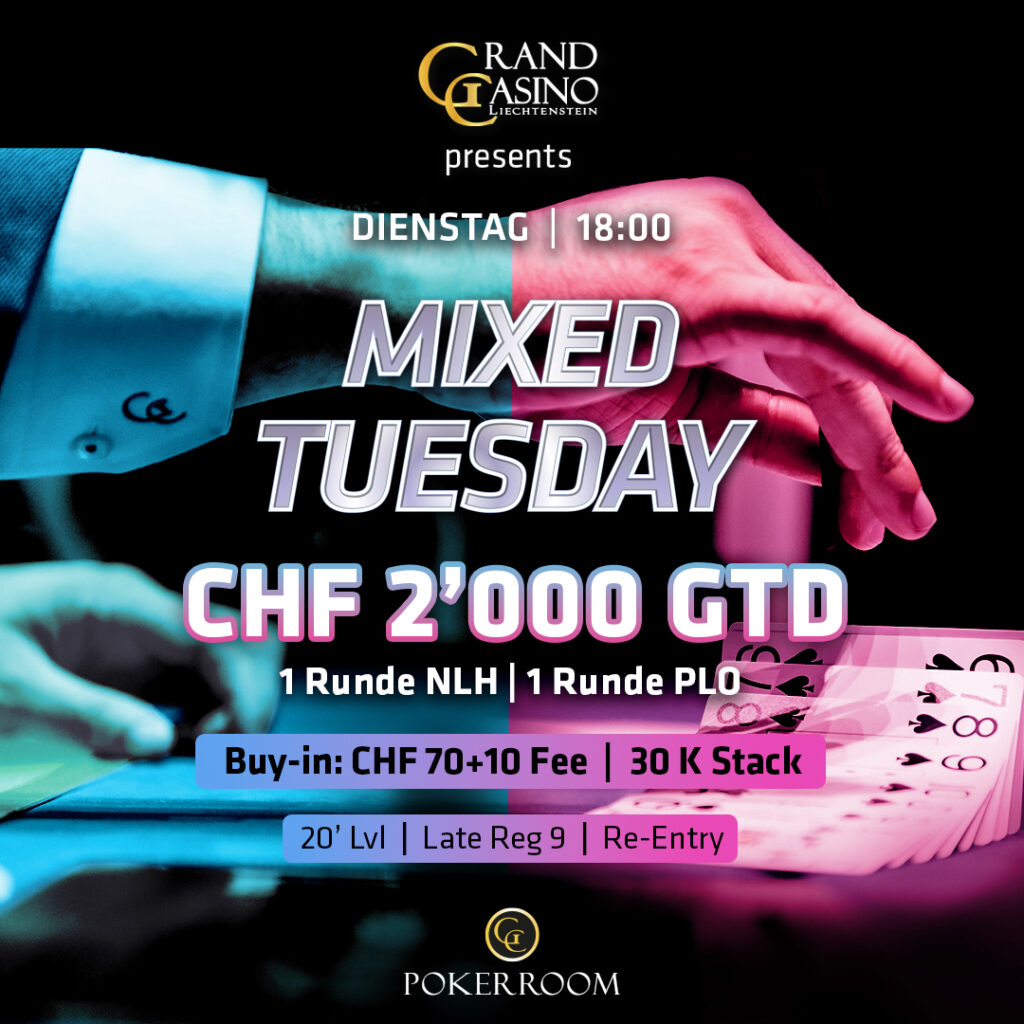 Ein buntes Bild von verschiedenen Pokerchips in verschiedenen Farben und Werten, die auf einem grünen Pokertisch liegen.