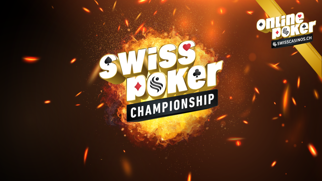 Ein stilvolles Logo für ein Pokerforum mit einem stilisierten Schweizer Kreuz in der Mitte.