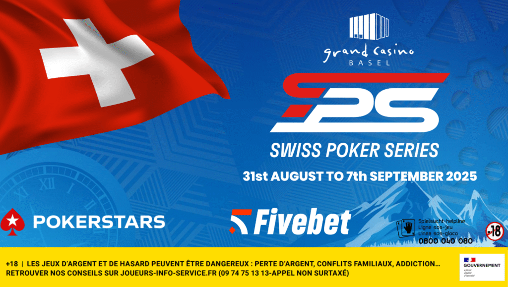 Ein stilvoll gestaltetes Werbebanner für einen Pokerartikel, das verschiedene Pokerchips und Spielkarten zeigt, die auf einem grünen Filztisch liegen. Im Hintergrund sind verschwommene Casino-
