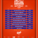 Ein Bild eines Tagesplans für Samstag, den 14. Juni, mit verschiedenen Veranstaltungen und Uhrzeiten, die in einem klaren und übersichtlichen Layout angezeigt werden.