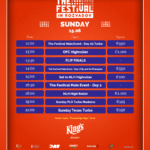 Ein Bild eines Pokerturnier-Zeitplans für den Sonntag, den 15. Juni, mit verschiedenen Turnieren und Startzeiten.