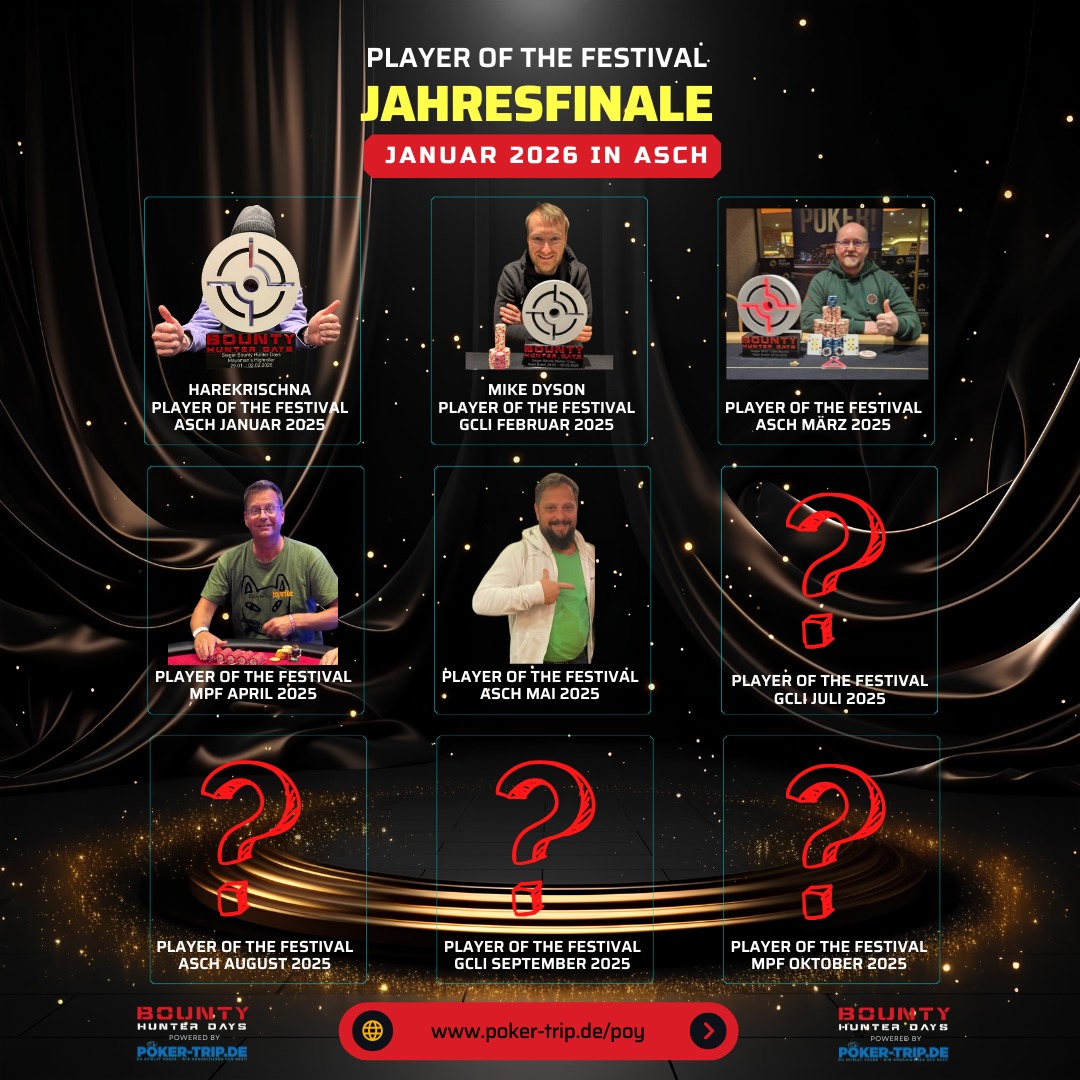Ein Mann und eine Frau spielen Poker in einem eleganten Casino. Der Mann hat einen Anzug an und hält Karten in der Hand, während die Frau konzentriert auf ihre Karten schaut. Hinter ihnen sind weitere Spieler und