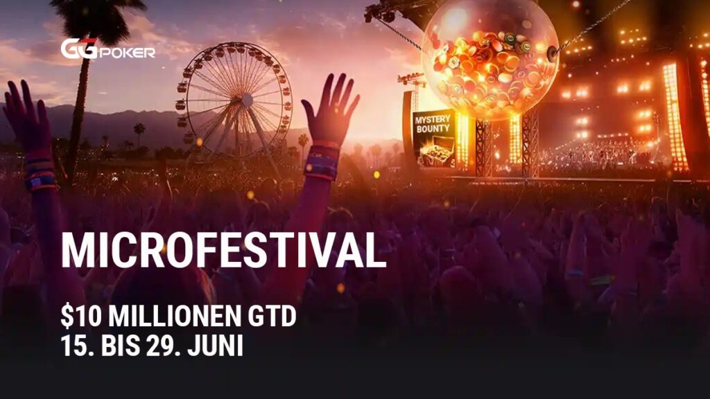 Ein lebhaftes Musikfestival im Freien mit einer Menschenmenge, die vor einer Bühne tanzt und feiert. Bunte Lichter und Konfetti sind überall zu sehen, während Künstler auf der B
